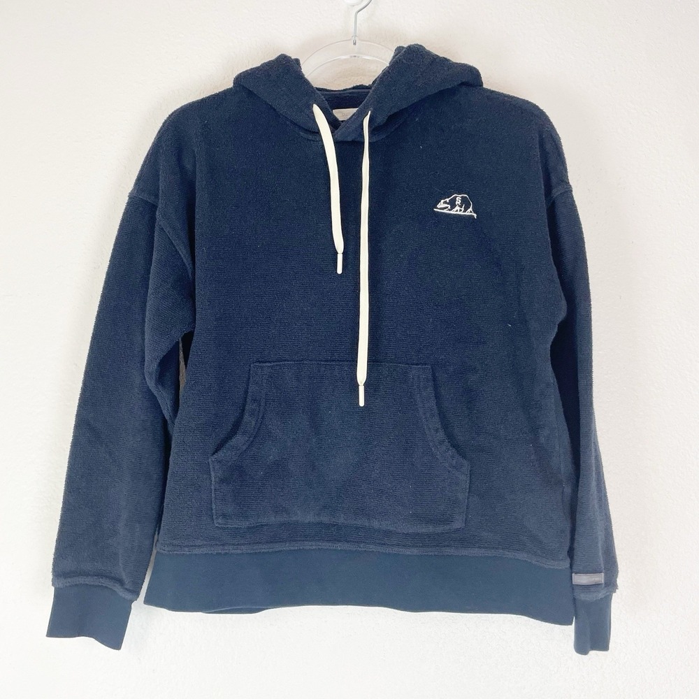 Outerknown Hightide Terry Hoodie Women XS Pullover‎ Organic Cotton Navy Pocket